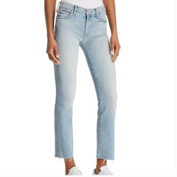 MOTHER The Rascal Ankle Snippet Mid Rise Crop Jeans in Tinge Light Wash - Picture 1 of 10